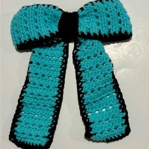 Handcrafted Turquoise and Black Bow Hair Accessory